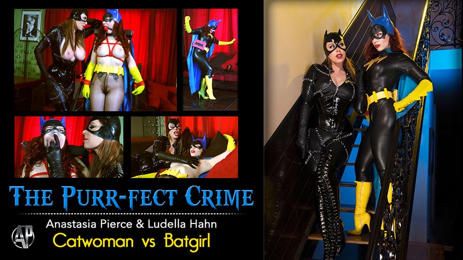 Anastasia Pierce as Catwoman and Ludella Hahn as Batgirl. 